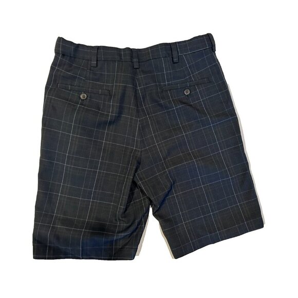 Haggar Shorts Mens 32 Navy Windowpane Check Pattern Preppy Outdoors Athleisure - Picture 2 of 8
